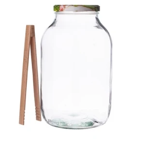 Słoik 4000 ml + zakrętka 6 zaczepowa ogórek + szczypce drewniane