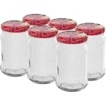 Słoik TO 300ml z kolorową zakrętką fi66 - 6szt. BROWIN