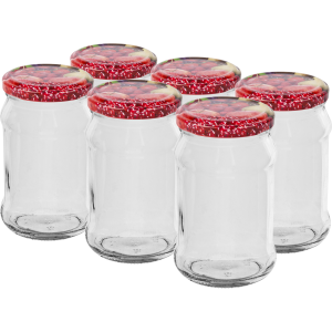 Słoik TO 300ml z kolorową zakrętką fi66 - 6szt. BROWIN