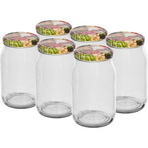 Słoik TO 900ml z kolorową zakrętką fi82/6 - 6szt. BROWIN