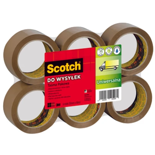 Taśma pakowa Scotch® do wysyłek, mocna, brązowa, 50mm x 66m, 6 szt. 1768509304469-22398-3-214ttt.png