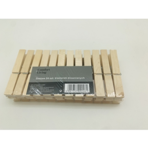 Komplet 24 klamerek drewnianych