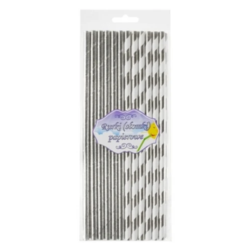 Słomki papierowe srebrne, miks dwóch wzorów, 6x197mm / 24 szt. 1768504740820-13267-3-vil874.png