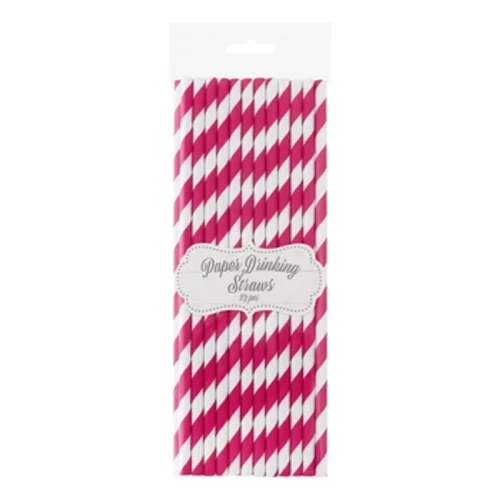 Słomki papierowe magenta paski, 6x197mm / 24 szt. 1768504741866-13270-3-vj1uar.png