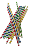 Słomki papierowe, kolorowe paski -opakowanie 100szt. HORECA POLSKA