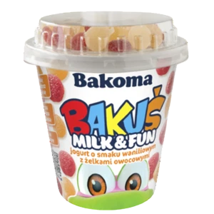Bakuś Milk&Fun Jogurt o smaku waniliowym z żelkami 125g