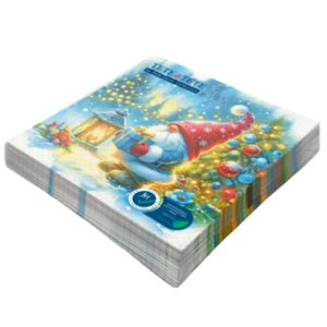 Serwetki Tete a Tete Gnom christmas gift 3-warstwowe 33x33cm składane 1/4 20szt. w paczce