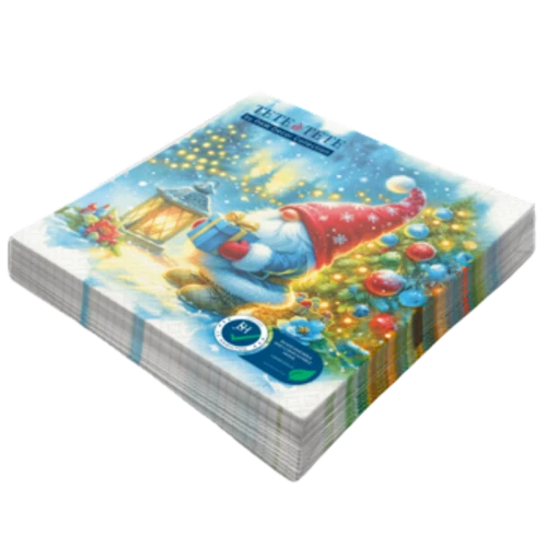 Serwetki Tete a Tete Gnom christmas gift 3-warstwowe 33x33cm składane 1/4 20szt. w paczce 1775823123606-5xysv4.png