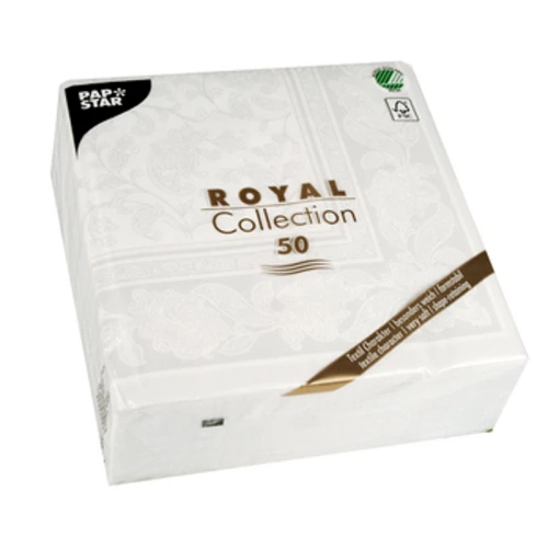 Papstar Serwetki, "ROYAL Collection", składane w 1/4, 40 cm x 40 cm, biały, "Ornaments", 50 szt. 1775823183437-stnatd.png