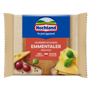 Hochland Emmentaler. Ser kremowy topiony w plastrach z Emmentalerem 130g