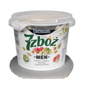 Jogurt 7 ZBÓŻ MEN z maliną i pistacją ze zbożami, pestkami słonecznika i dyni 300g