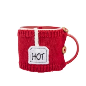 Kubek 380 ml z ocieplaczem sweterkowym czerwonym Altom Design