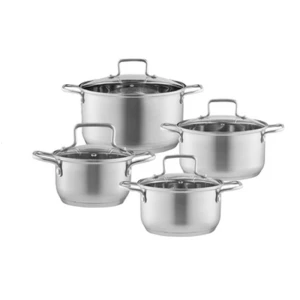 Komplet garnków ze stali nierdzewnej Ambition Hugo+ 8 elementów