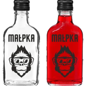 Butelka Piersiówka 200ml z zakrętką z nadrukiem Małpka