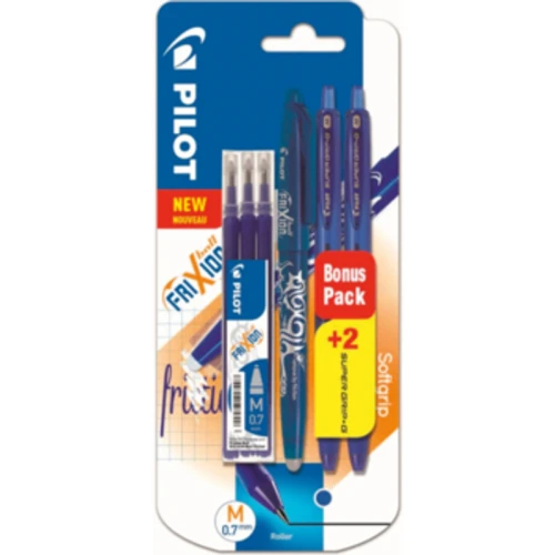 Pilot Zestaw pióro kulkowe niebieskie Frixion Ball 0,7mm + wkład wymienny Frixion Ball 0,7mm niebieski 3szt + długopis automatyczny niebieski Super Grip G 0,7mm 2szt 1775826515463-jq9qwd.png