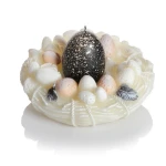 Świecznik Easter Holder 135x70mm + jajko 45x60mm kość słoniowa + czarny