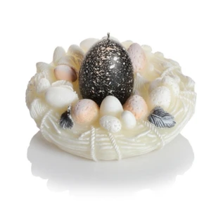 Świecznik Easter Holder 135x70mm + jajko 45x60mm kość słoniowa + czarny