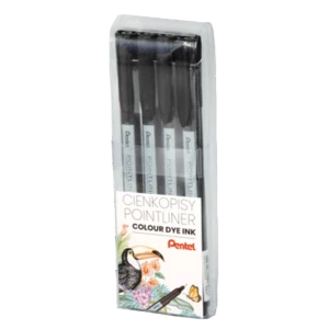Cienkopis PENTEL Pointliner Colour S40-czarny, 4 sztuki