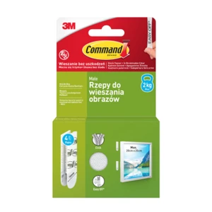 Rzepy do wieszania obrazów Command™ 17202WHI-4-PTRG, białe, małe, 4 pary (8 rzepów)