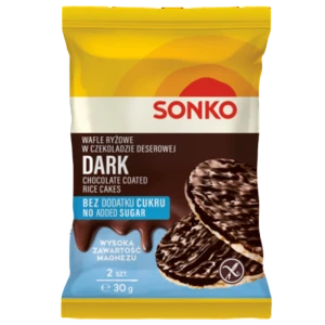 SONKO Wafle ryżowe w czekoladzie deserowej bez dodatku cukru 30g