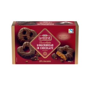 Lambertz Pierniki w czekoladzie z dekoracją z czekolady mlecznej 500g