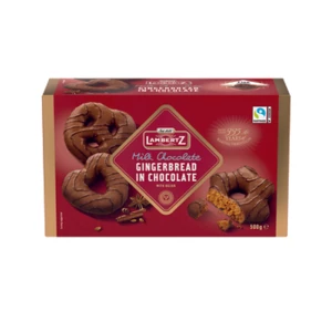 Lambertz Pierniki w czekoladzie z dekoracją z czekolady mlecznej 500g