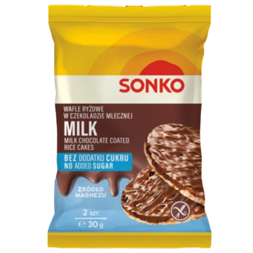 SONKO Wafle ryżowe w czekoladzie mlecznej bez dodatku cukru 30g image-editor%2Fzip-import%2F1776698382077-695-83d48031b4b9.png
