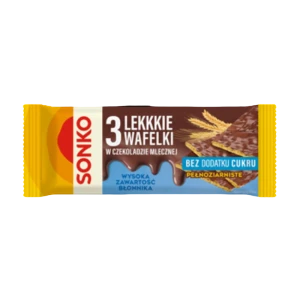 SONKO 3 Lekkkie wafelki w czekoladzie mlecznej bez dodatku cukru 36g
