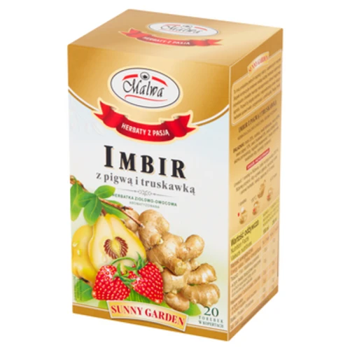 Malwa Sunny Garden Herbatka ziołowo-owocowa Imbir z pigwą i truskawką 20 torebek 40 g (20x2 g) 1775831197709-ibm33d.png