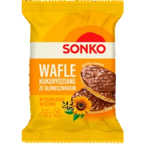 SONKO Wafle kukurydziane ze słonecznikiem w czekoladzie mlecznej 32g