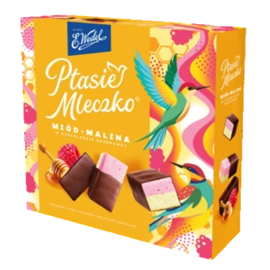 E.Wedel Ptasie mleczko miód-malina w czekoladzie deserowej 340g