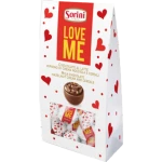 Praliny mix 105g Sorini Praliny z mlecznej czekolady nadziewane kremem z orzechów laskowych (49%) i zbożami , Praliny z białej czekolady nadziewane kremem mlecznym (49%) i zbożami