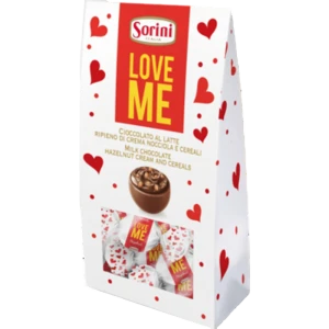 Praliny mix 105g Sorini Praliny z mlecznej czekolady nadziewane kremem z orzechów laskowych (49%) i zbożami , Praliny z białej czekolady nadziewane kremem mlecznym (49%) i zbożami