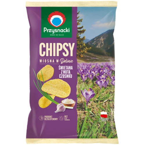 Przysnacki chipsy Wiosna w dolinie o smaku śmietana z nutą czosnku 130 g 1775831978282-2egiil.png