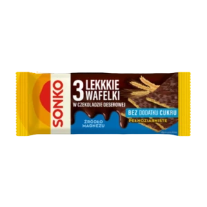 SONKO 3 Lekkkie wafelki w czekoladzie deserowej bez dodatku cukru 36g