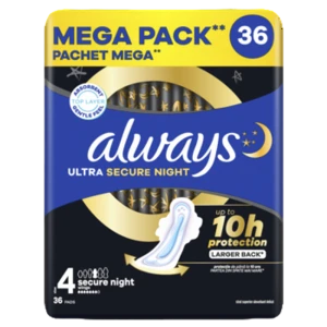 Always Ultra Podpaski Secure Night ze skrzydełkami 36 szt.