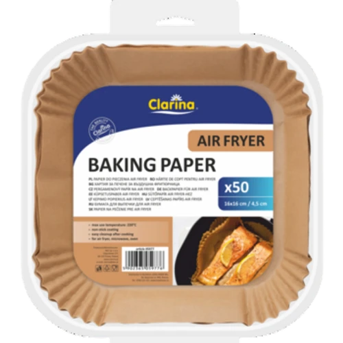 Wkład papierowy do pieczenia AIR FRYER kwadratowy 160x160x45mm 50 sztuk CLARINA 1775823556179-kacjq8.png
