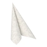 Serwetki, "ROYAL Collection", składane w 1/4, 40 cm x 40 cm, białe, "Damascato", 50szt,