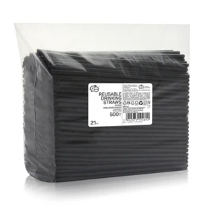 Rurki (słomki) łamane wielokrotnego użytku, czarne 5x210mm/ 500 szt.