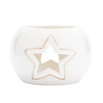 Świecznik porcelanowy gwiazdka ze złotem 9x9x6 cm Altom Design