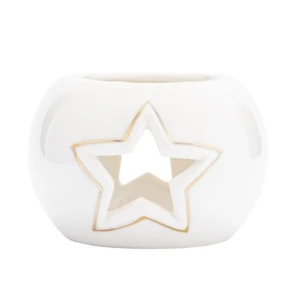Świecznik porcelanowy gwiazdka ze złotem 9x9x6 cm Altom Design