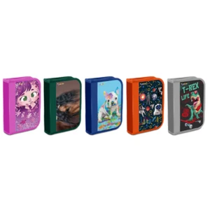 Piórnik szkolny GIMBOO ekon z wyposażeniem, 1 komora 1 przekładka mix kolorów