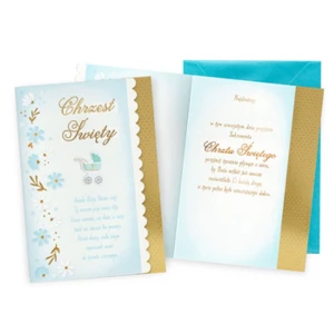 Karnet DK-1302 Chrzest (chłopiec, wózek)