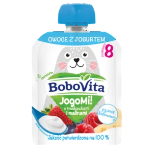 BoboVita JogoMi! Owoce z jogurtem z truskawkami i malinami po 8 miesiącu 80 g