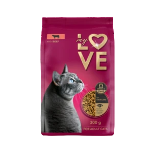 My Love Pełnoporcjowa sucha karma dla dorosłych kotów z wołowiną 300 g