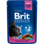 BRIT PREMIUM CAT Adult Kurczak i Indyk 100g saszetka