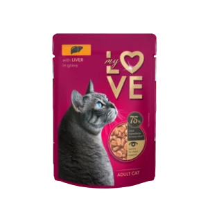 My Love Pełnowartościowa karma w saszetkach dla dorosłych kotów z wątróbką w sosie 85 g