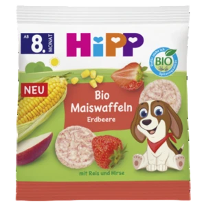 HiPP Wafelki kukurydziane truskawkowe BIO, 23 g