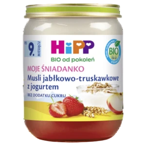 HiPP Musli jabłkowo-truskawkowe z jogurtem BIO, po 9. m-cu, 160 g