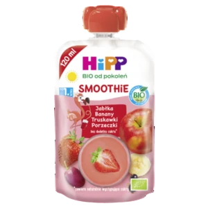 HiPP SMOOTHIE Jabłka-Banany-Truskawki-Porzeczki BIO, po 1. roku, 120 ml